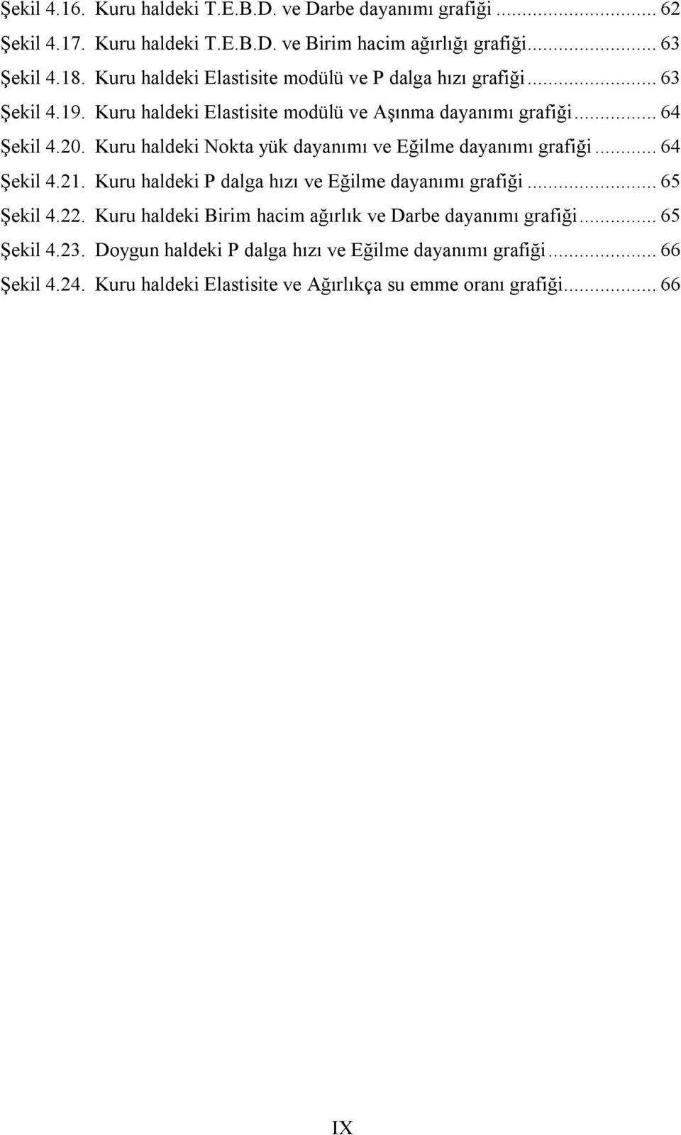 Kuru haldeki Nokta yük dayanımı ve Eğilme dayanımı grafiği... 64 Şekil 4.21. Kuru haldeki P dalga hızı ve Eğilme dayanımı grafiği... 65 Şekil 4.22.