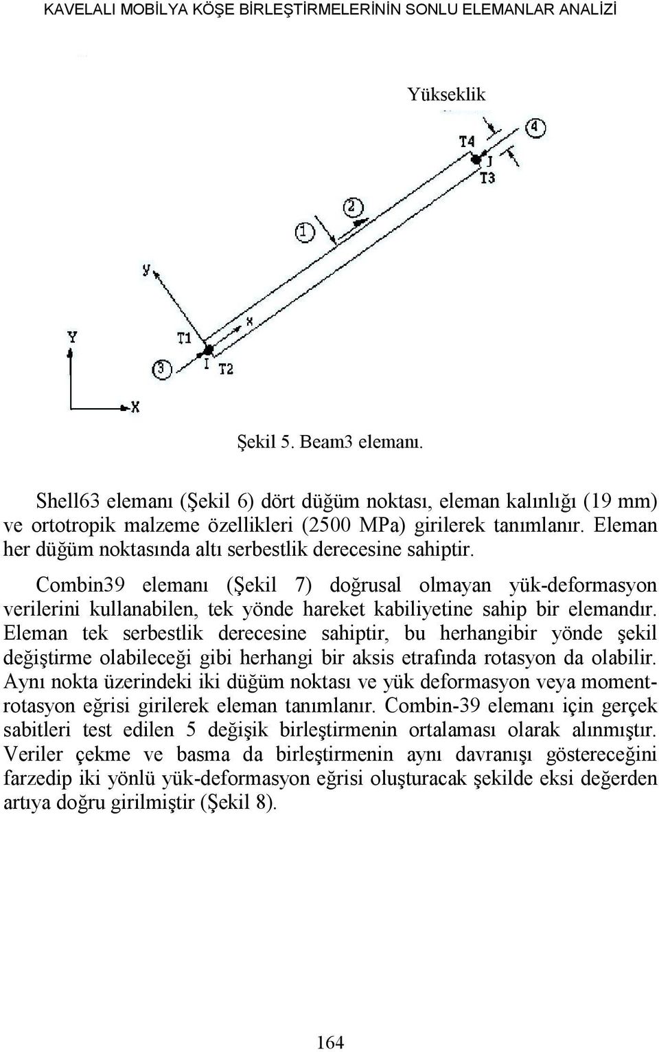 Eleman her düğüm noktasında altı serbestlik derecesine sahiptir.