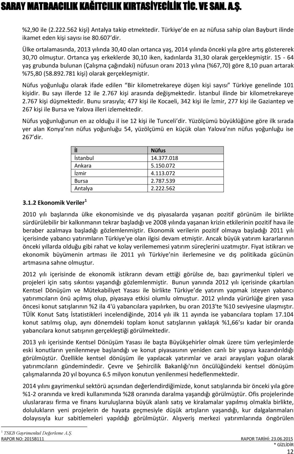 15-64 yaş grubunda bulunan (Çalışma çağındaki) nüfusun oranı 2013 yılına (%67,70) göre 8,10 puan artarak %75,80 (58.892.781 kişi) olarak gerçekleşmiştir.