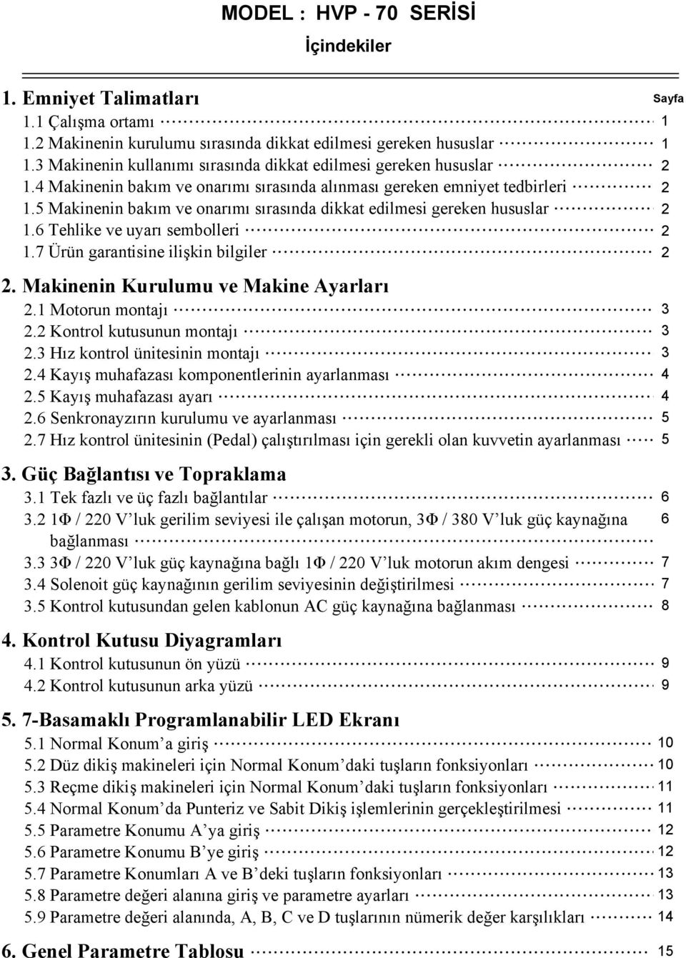 akinenin Kurulumu ve akine Ayarları otorun montajı Kontrol kutusunun montajı Hız kontrol ünitesinin montajı Kayış muhafazası komponentlerinin ayarlanması Kayış muhafazası ayarı enkronayzırın kurulumu