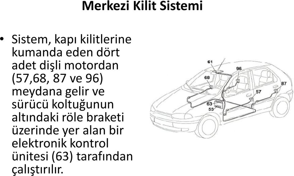 koltuğunun altındaki röle braketi üzerinde yer alan bir