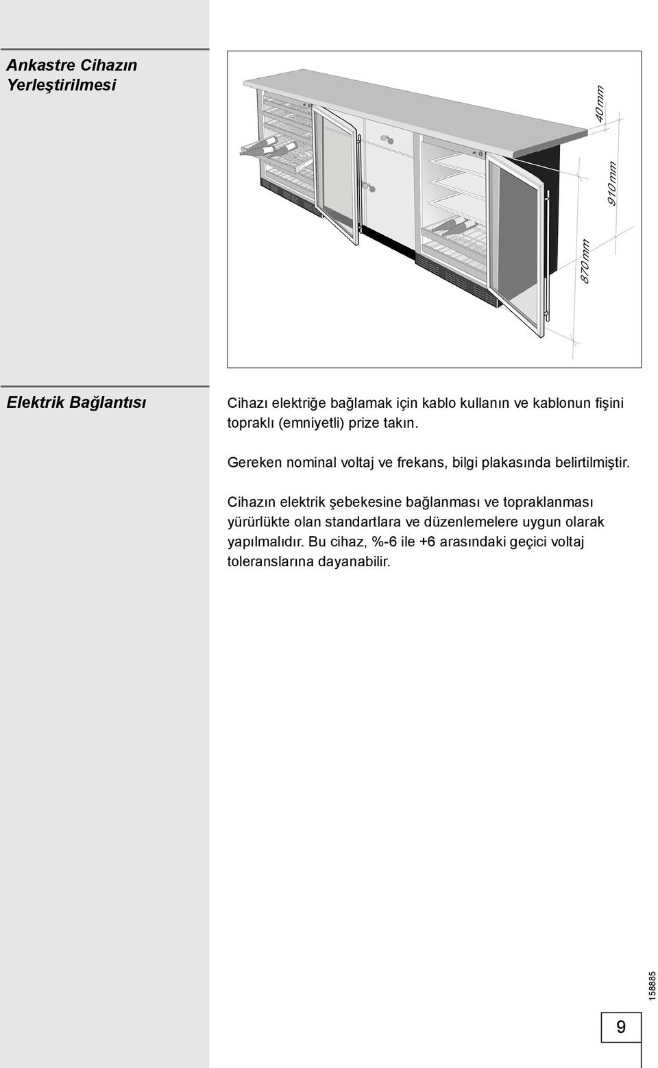 Gereken nominal voltaj ve frekans, bilgi plakasında belirtilmiştir.