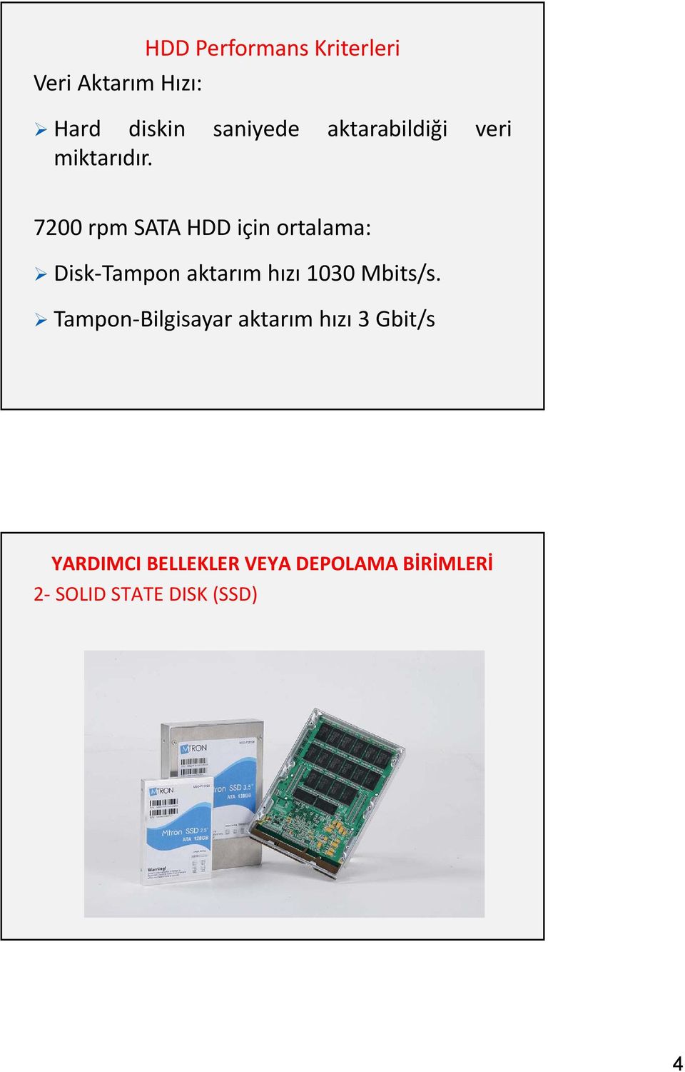 7200 rpm SATA HDD için ortalama: Disk Tampon aktarım hızı 1030