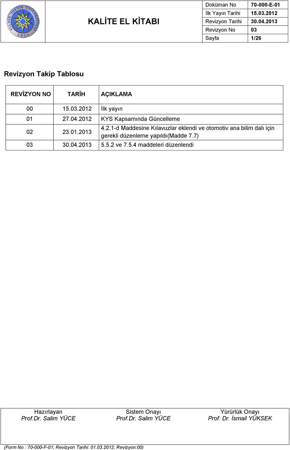 4.2.1-d Maddesine Kılavuzlar eklendi ve otomotiv ana bilim dalı için