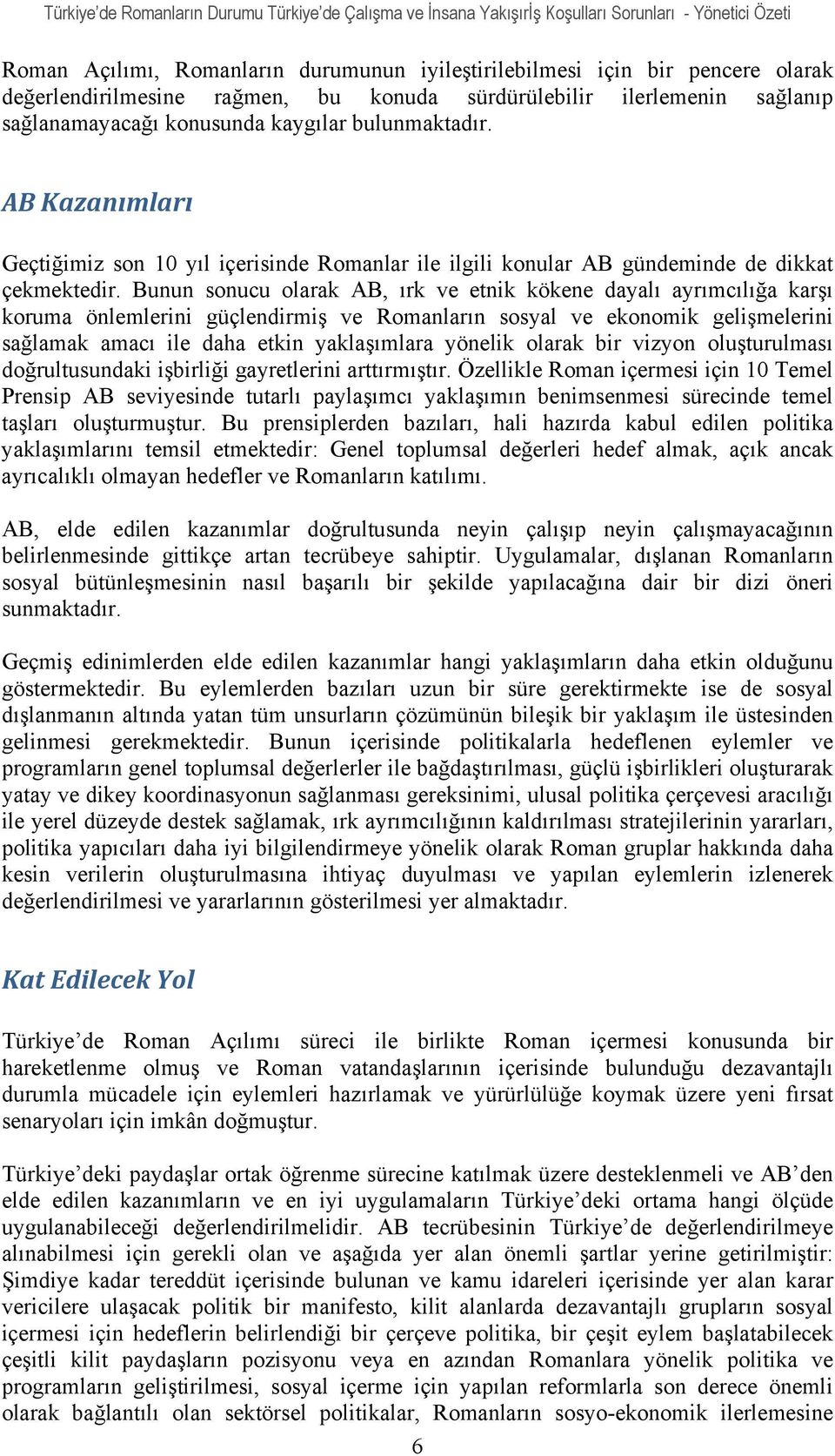 Bunun sonucu olarak AB, ırk ve etnik kökene dayalı ayrımcılığa karşı koruma önlemlerini güçlendirmiş ve Romanların sosyal ve ekonomik gelişmelerini sağlamak amacı ile daha etkin yaklaşımlara yönelik