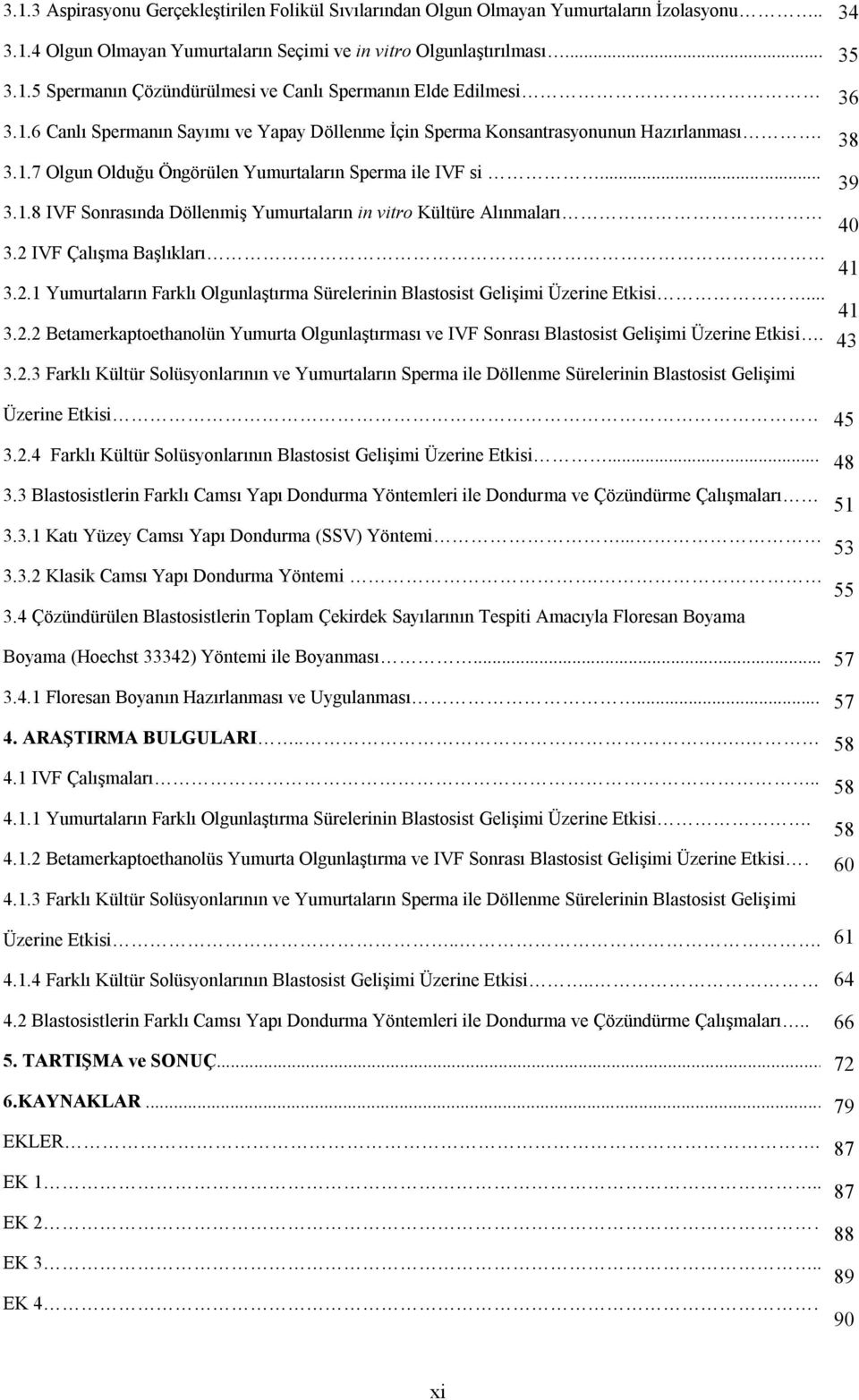 2 IVF Çalışma Başlıkları 3.2.1 Yumurtaların Farklı Olgunlaştırma Sürelerinin Blastosist Gelişimi Üzerine Etkisi... 3.2.2 Betamerkaptoethanolün Yumurta Olgunlaştırması ve IVF Sonrası Blastosist Gelişimi Üzerine Etkisi.