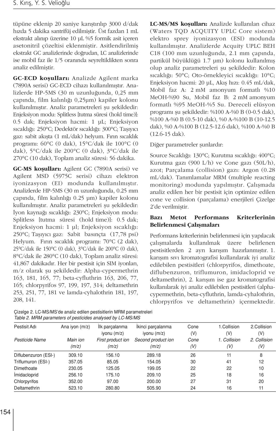 Asitlendirilmifl ekstrakt GC analizlerinde do rudan, LC analizlerinde ise mobil faz ile 1/5 oran nda seyreltildikten sonra analiz edilmifltir.