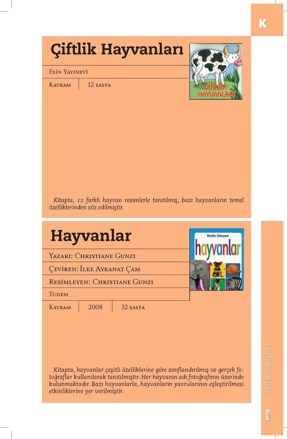 Hayvanlar Yazarı: Chrıstıane Gunzı Çeviren: İlke Aykanat Çam Resimleyen: Chrıstıane Gunzı Tudem 2008 32 sayfa Kitapta, hayvanlar