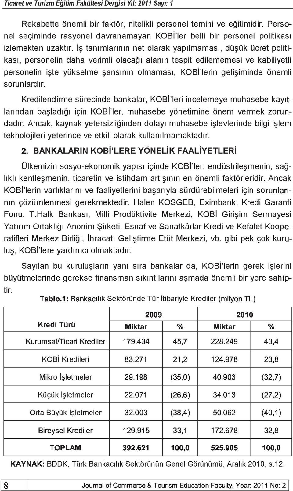 İş tanımlarının net olarak yapılmaması, düşük ücret politqc kası, personelin daha verimli olacağı alanın tespit edilememesi ve kabiliyetli personelin işte yükselme şansının olmaması, KOBİ lerin