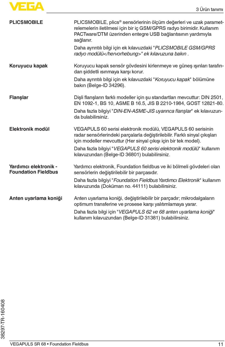 Daha ayrıntılı bilgi için ek kılavuzdaki "PLICSMOBILE GSM/GPRS radyo modülü</hervorhebung>" ek kılavuzuna bakın.