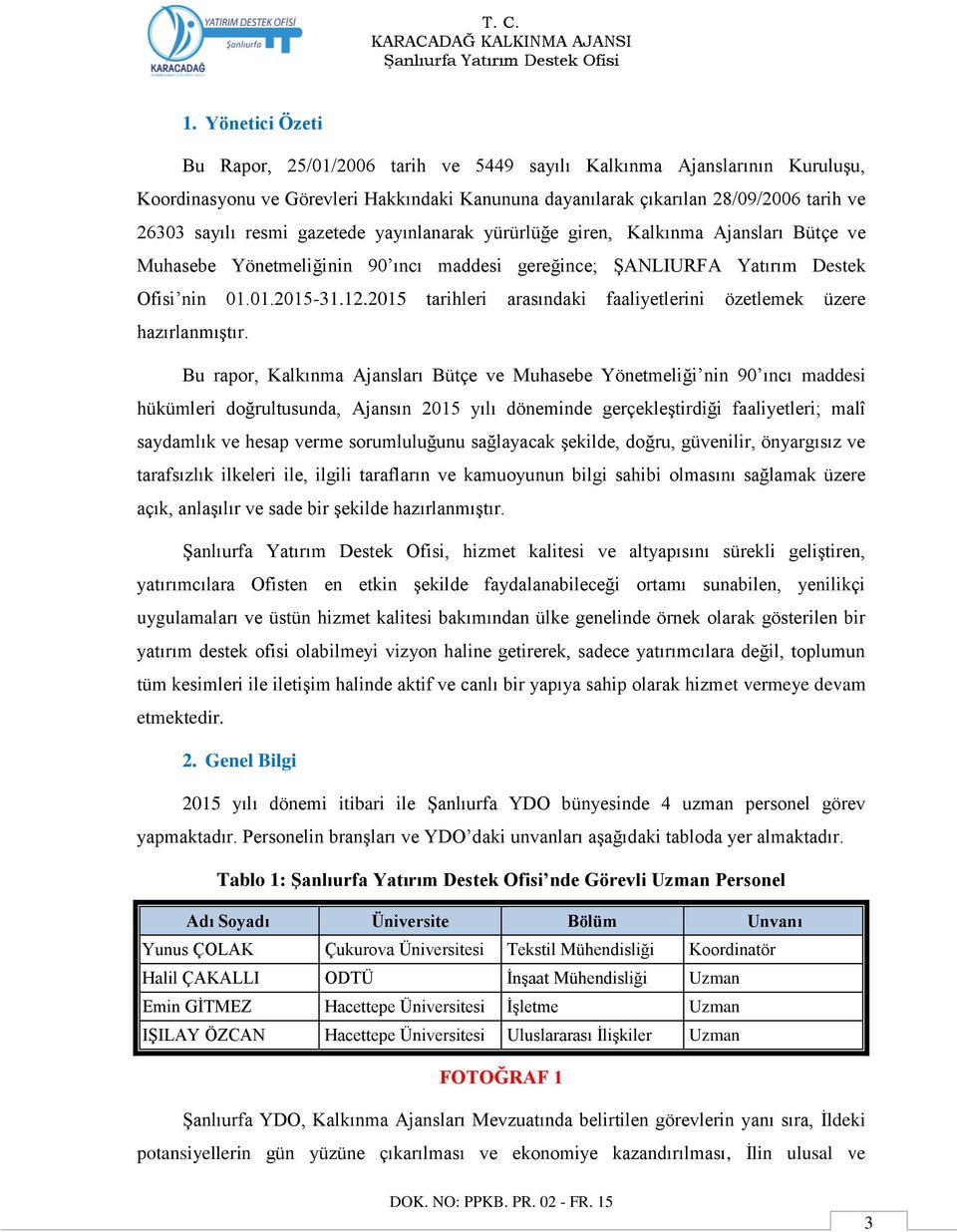 2015 tarihleri arasındaki faaliyetlerini özetlemek üzere hazırlanmıştır.