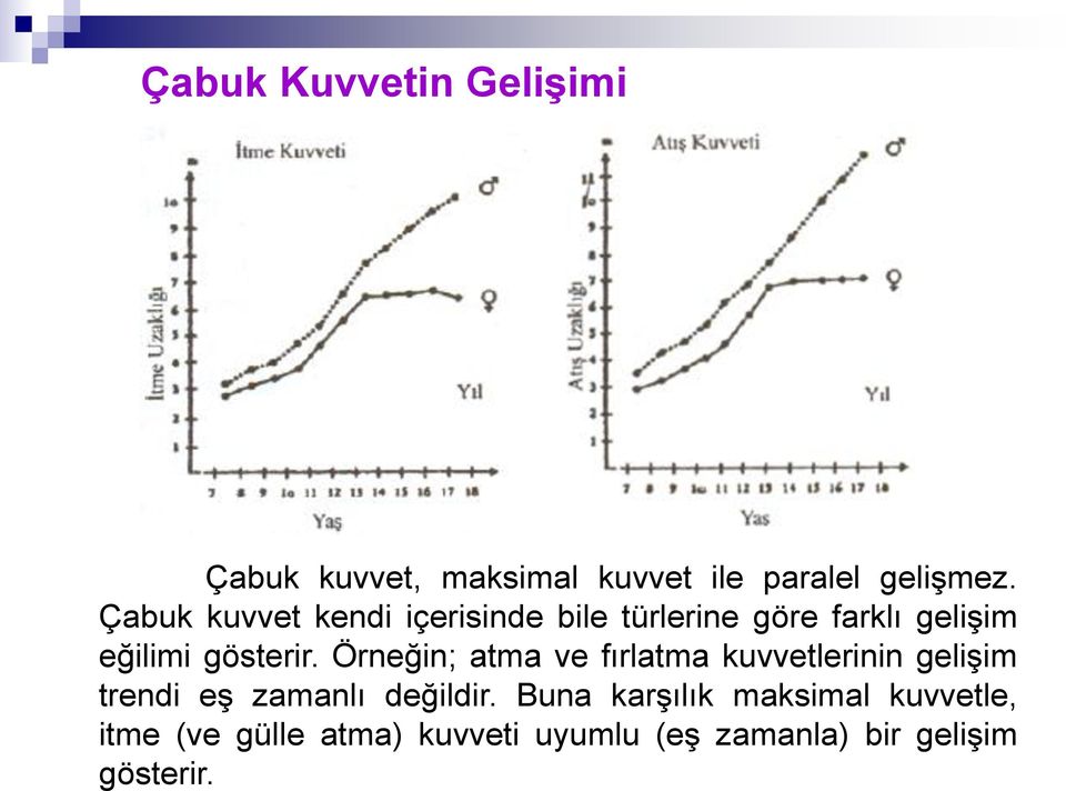 Örneğin; atma ve fırlatma kuvvetlerinin gelişim trendi eş zamanlı değildir.