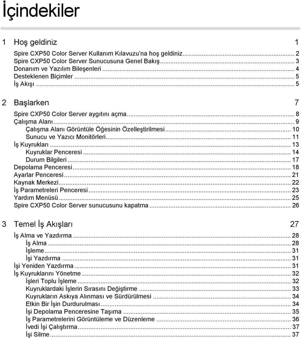 .. 13 Kuyruklar Penceresi... 14 Durum Bilgileri... 17 Depolama Penceresi... 18 Ayarlar Penceresi... 21 Kaynak Merkezi... 22 Parametreleri Penceresi... 23 Yardım Menüsü.