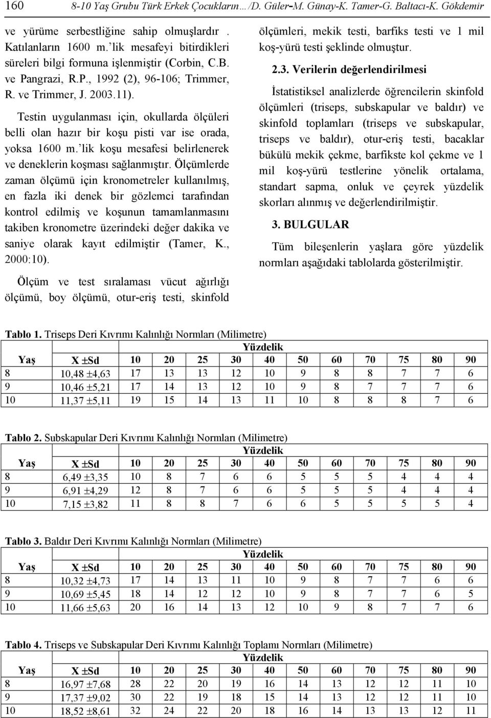 Testin uygulanması için, okullarda ölçüleri belli olan hazır bir koşu pisti var ise orada, yoksa 1600 m. lik koşu mesafesi belirlenerek ve deneklerin koşması sağlanmıştır.