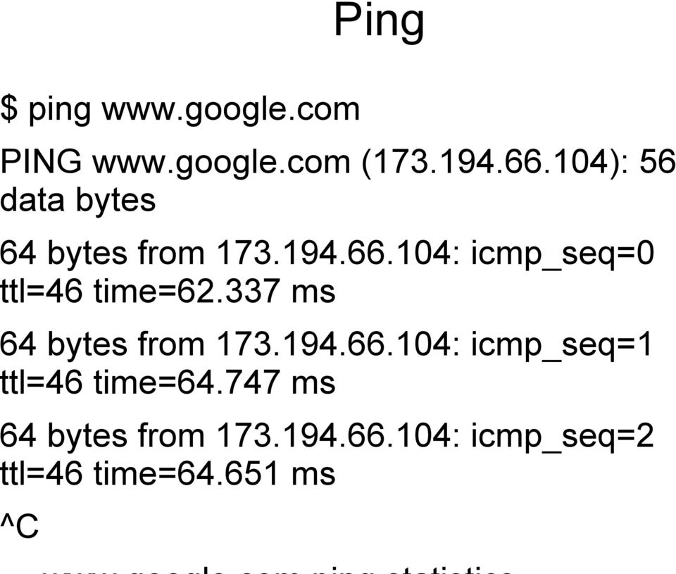 104: icmp_seq=0 ttl=46 time=62.337 ms 64 bytes from 173.194.66.