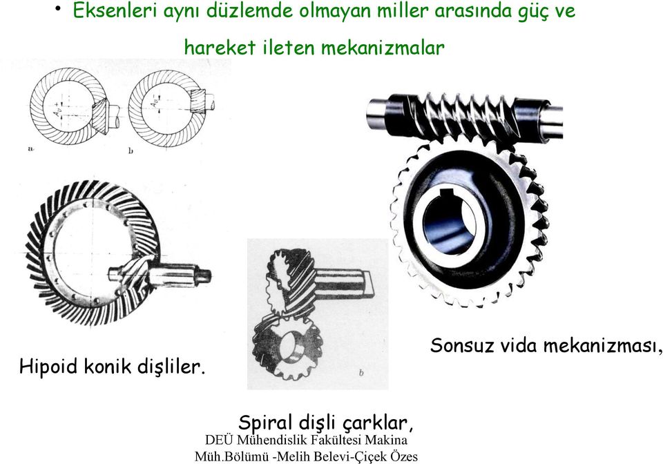 mekanizmalar Hipoid konik dişliler.