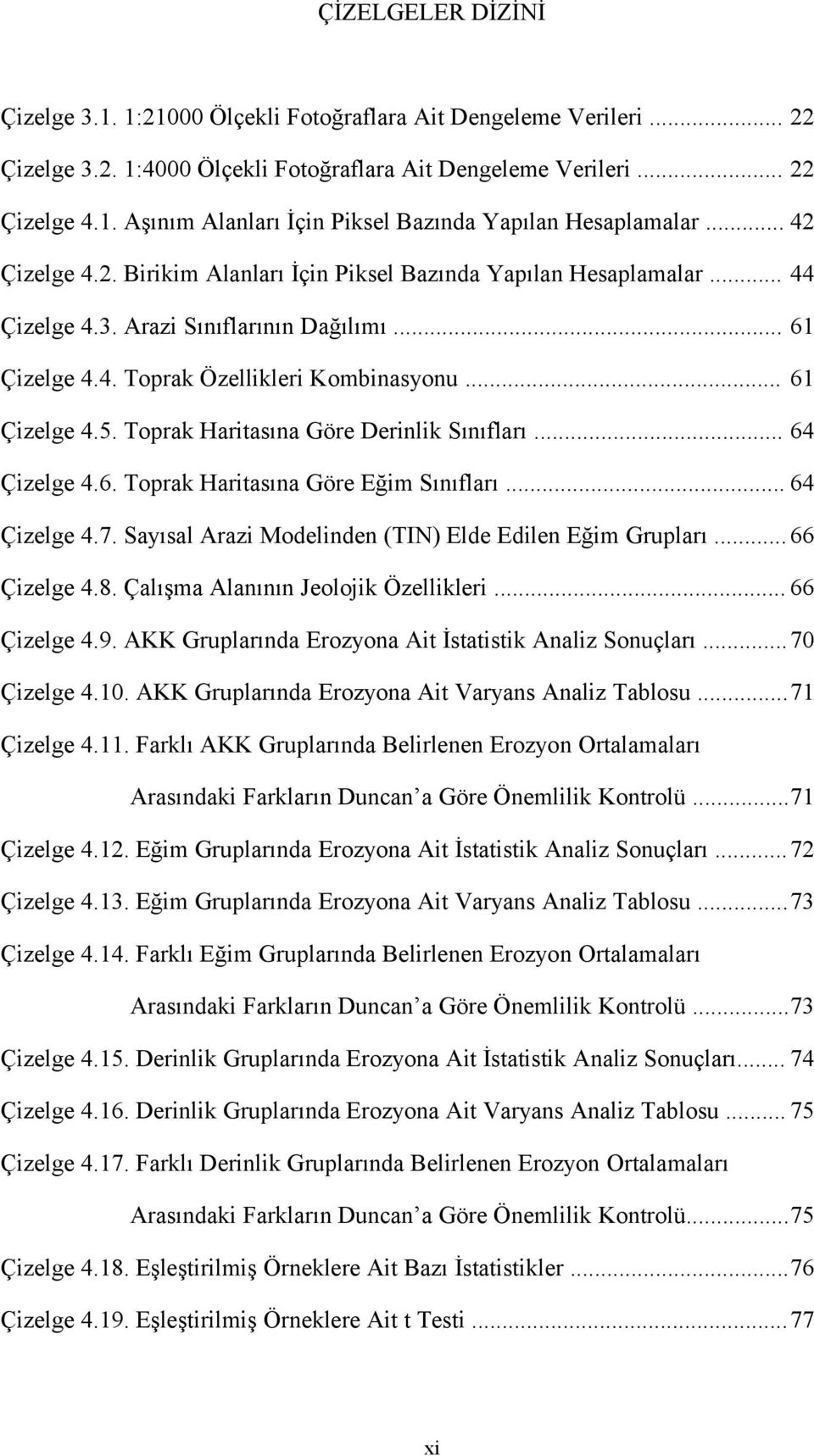 Toprak Haritasına Göre Derinlik Sınıfları... 64 Çizelge 4.6. Toprak Haritasına Göre Eğim Sınıfları... 64 Çizelge 4.7. Sayısal Arazi Modelinden (TIN) Elde Edilen Eğim Grupları... 66 Çizelge 4.8.