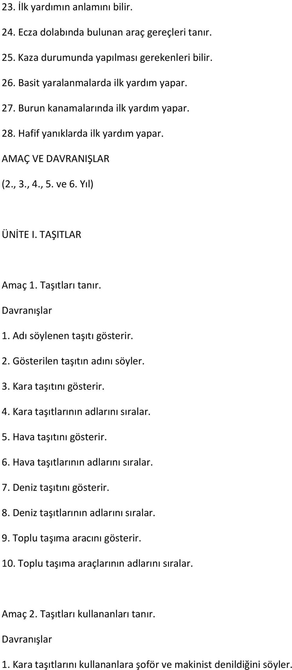 2. Gösterilen taşıtın adını söyler. 3. Kara taşıtını gösterir. 4. Kara taşıtlarının adlarını sıralar. 5. Hava taşıtını gösterir. 6. Hava taşıtlarının adlarını sıralar. 7. Deniz taşıtını gösterir. 8.