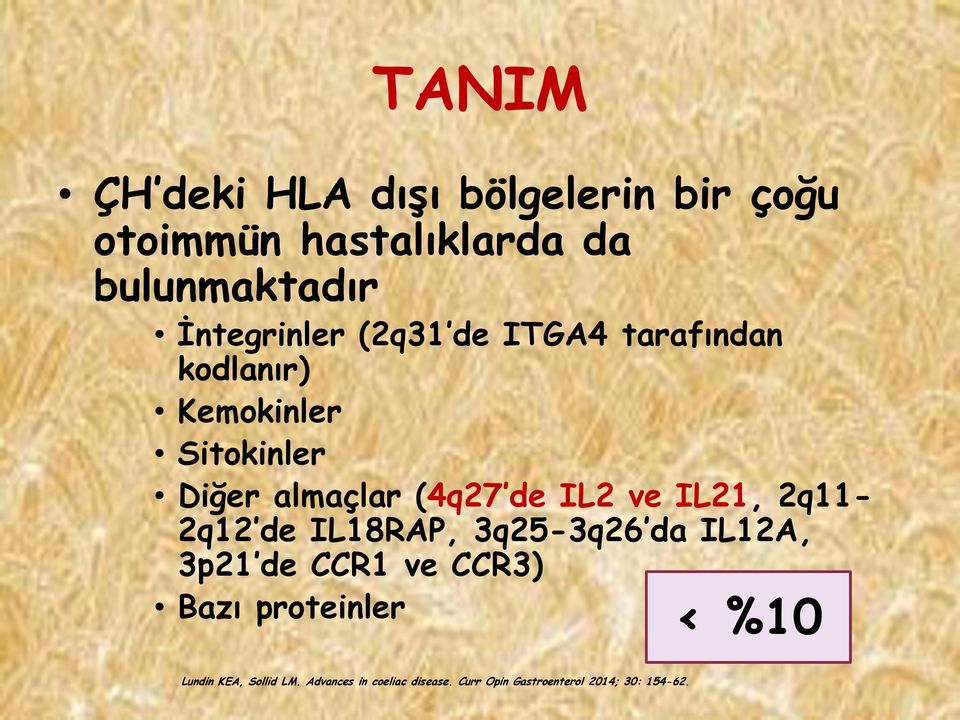 de IL2 ve IL21, 2q11-2q12 de IL18RAP, 3q25-3q26 da IL12A, 3p21 de CCR1 ve CCR3) Bazı