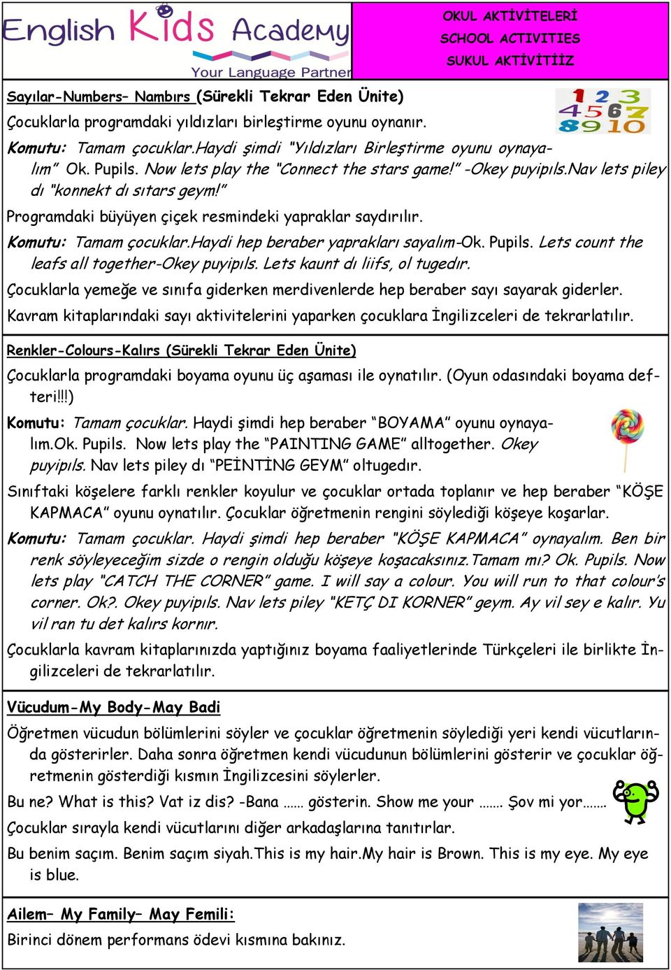 haydi hep beraber yaprakları sayalım-ok. Pupils. Lets count the leafs all together-okey puyipıls. Lets kaunt dı liifs, ol tugedır.