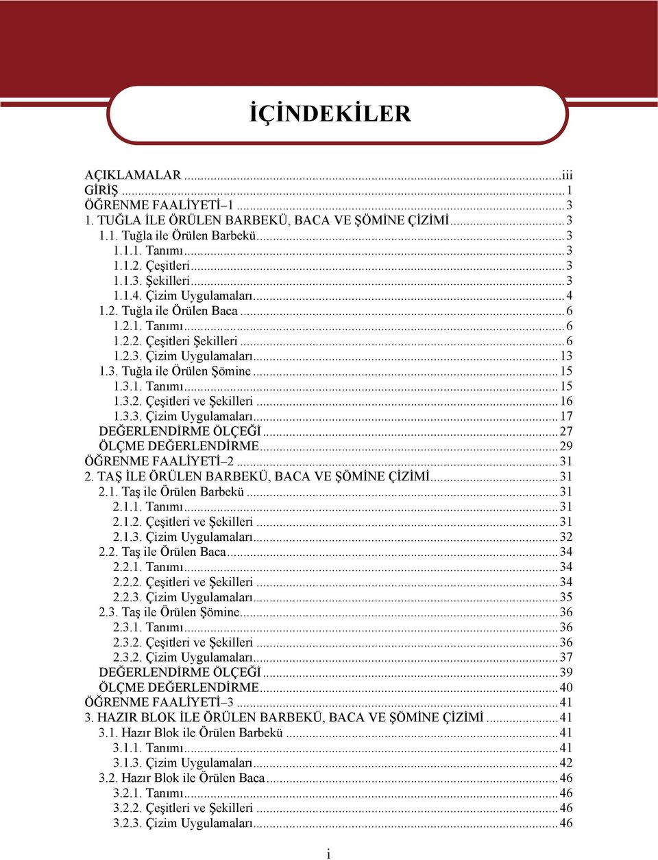 ..16 1.3.3. Çizim Uygulamaları...17 DEĞERLENDİRME ÖLÇEĞİ...27 ÖLÇME DEĞERLENDİRME...29 ÖĞRENME FAALİYETİ 2...31 2. TAŞ İLE ÖRÜLEN BARBEKÜ, BACA VE ŞÖMİNE ÇİZİMİ...31 2.1. Taş ile Örülen Barbekü...31 2.1.1. Tanımı.