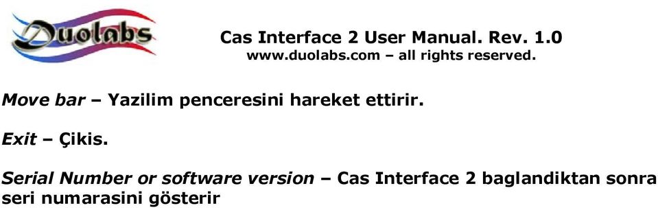 Serial Number or software version Cas