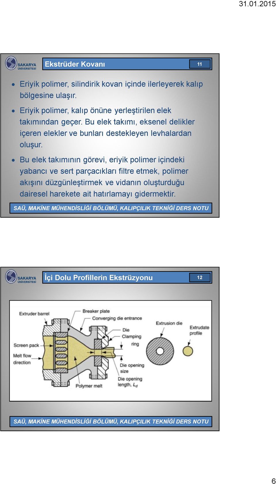 Bu elek takımı, eksenel delikler içeren elekler ve bunları destekleyen levhalardan oluşur.