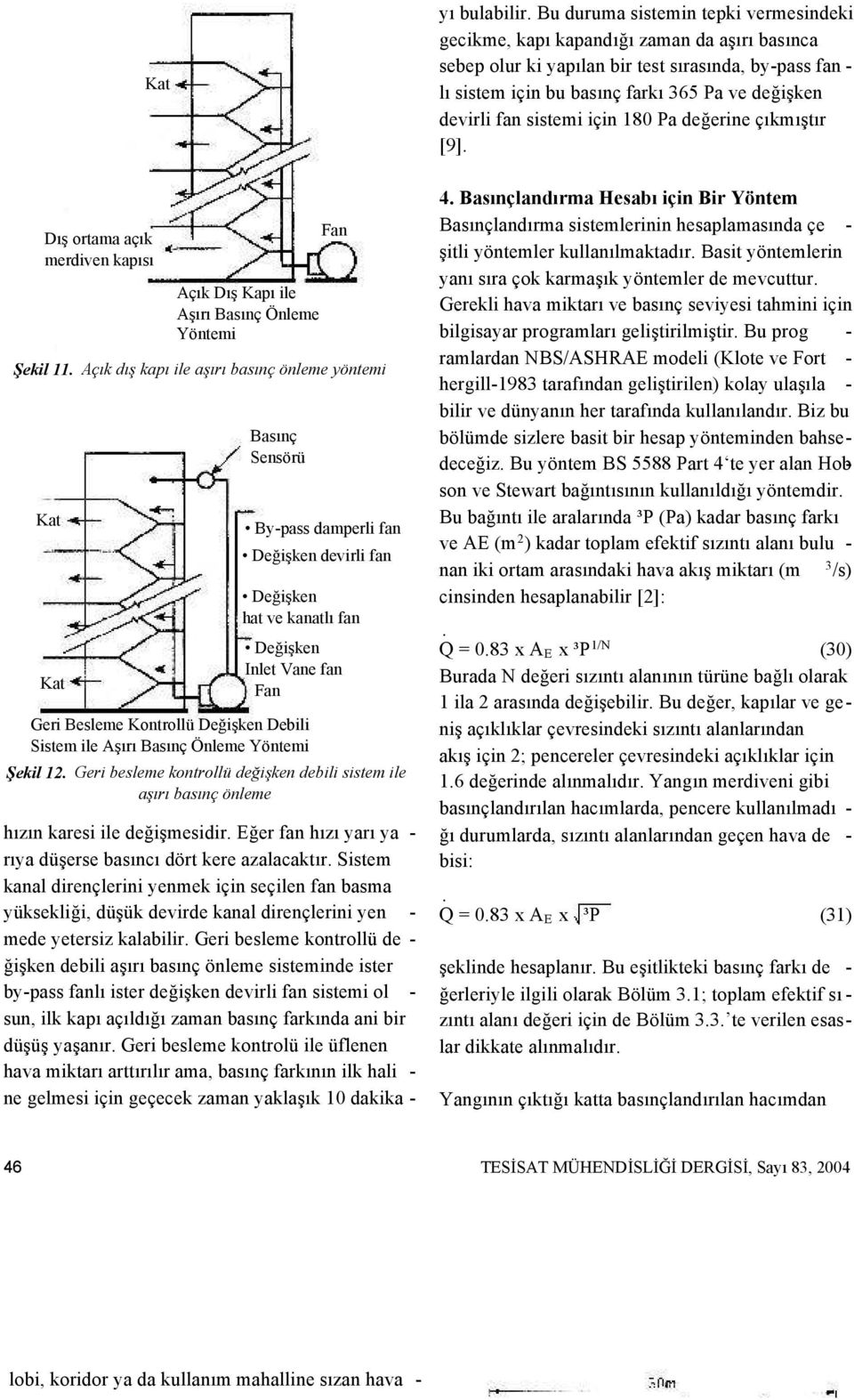 Inlet Vane fan Fan Geri Besleme Kontrollü Değişken Debili Sistem ile Aşırı Basınç Önleme Yöntemi Fan Şekil 12.