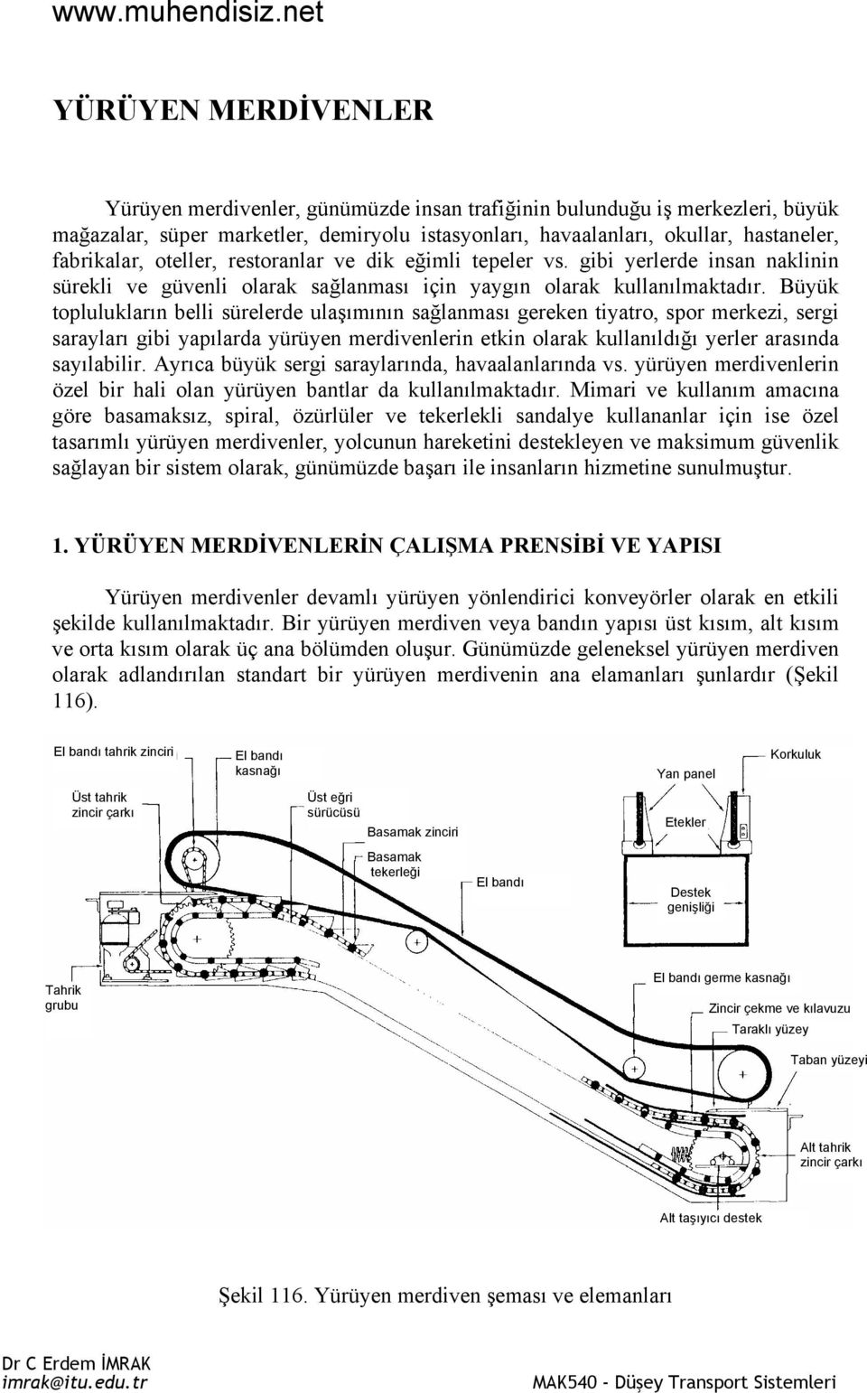 fabrikalar, oteller, restoranlar ve dik eğimli tepeler vs. gibi yerlerde insan naklinin sürekli ve güvenli olarak sağlanması için yaygın olarak kullanılmaktadır.