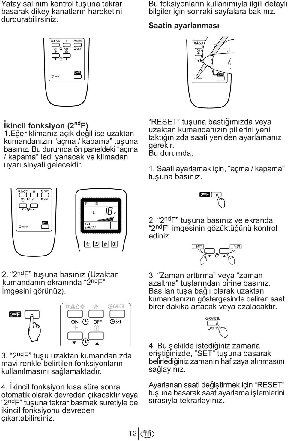 Bu durumda ön paneldeki açma / kapama ledi yanacak ve klimadan uyarý sinyali gelecektir.