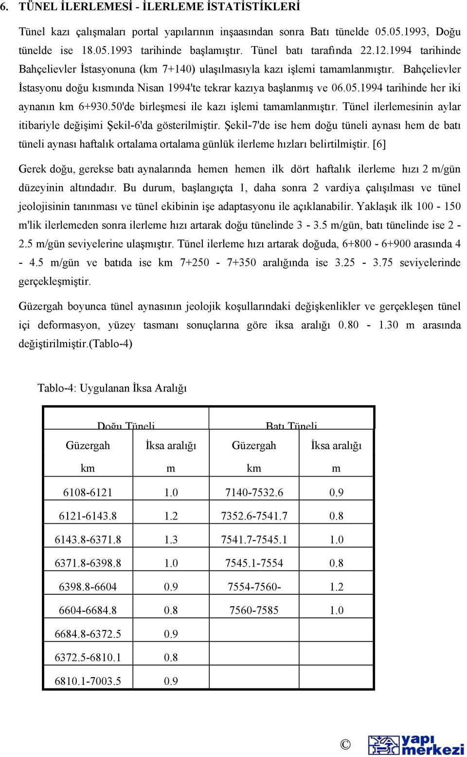 Bahçelievler İstasyonu doğu kısmında Nisan 1994'te tekrar kazıya başlanmış ve 06.05.1994 tarihinde her iki aynanın km 6+930.50'de birleşmesi ile kazı işlemi tamamlanmıştır.