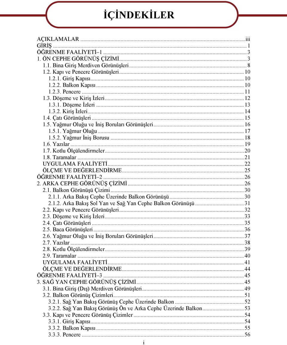 5.2. Yağmur İniş Borusu...18 1.6. Yazılar...19 1.7. Kotlu Ölçülendirmeler...20 1.8. Taramalar...21 UYGULAMA FAALİYETİ...22 ÖLÇME VE DEĞERLENDİRME...25 ÖĞRENME FAALİYETİ 2...26 2.