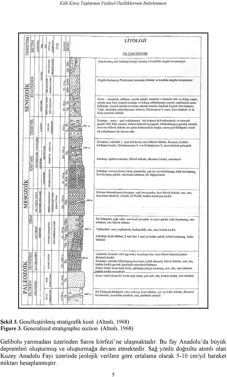 Generalized stratigraphic section (Altınlı, 1968) Gelibolu yarımadası üzerinden Saros körfezi ne ulaşmaktadır.
