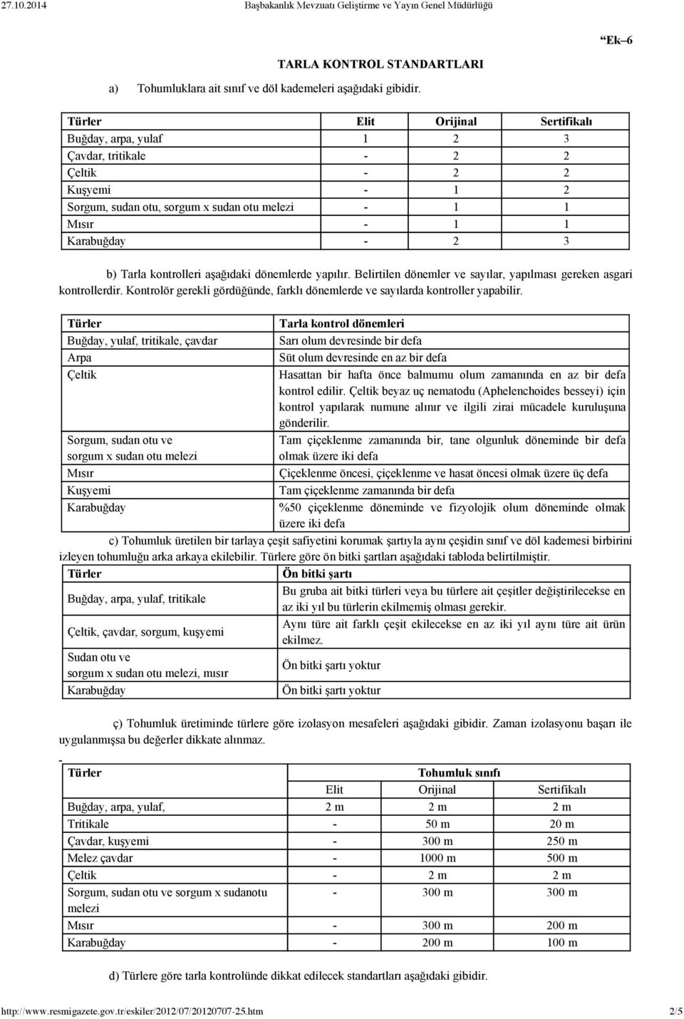 dönemlerde yapılır. Belirtilen dönemler ve sayılar, yapılması gereken asgari kontrollerdir. Kontrolör gerekli gördüğünde, farklı dönemlerde ve sayılarda kontroller yapabilir.