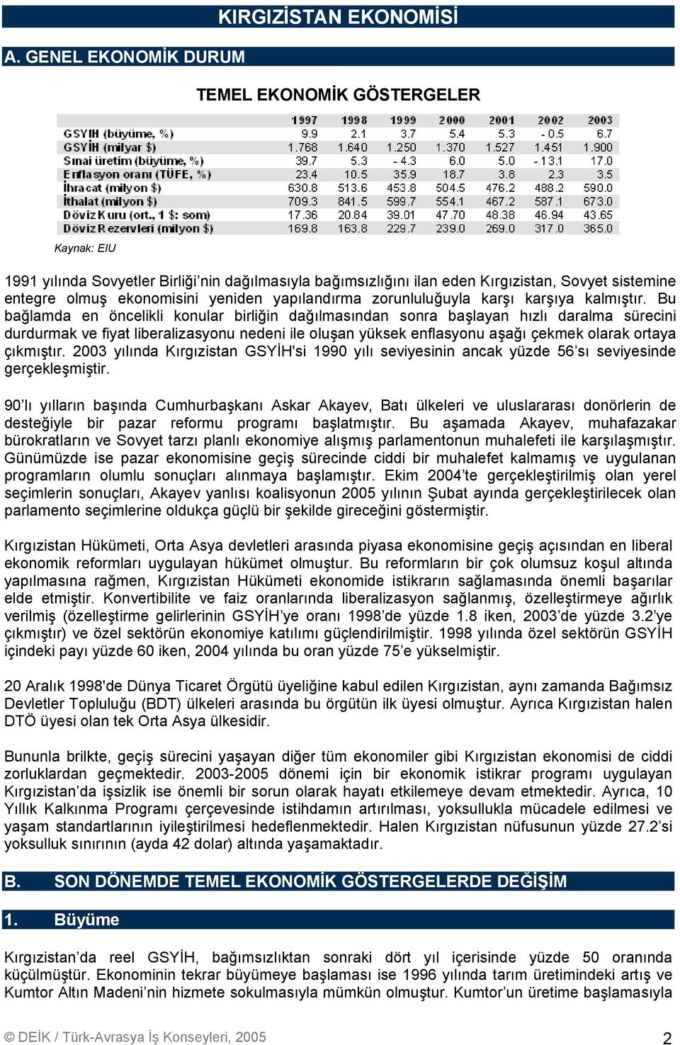 Bu bağlamda en öncelikli konular birliğin dağılmasından sonra başlayan hızlı daralma sürecini durdurmak ve fiyat liberalizasyonu nedeni ile oluşan yüksek enflasyonu aşağı çekmek olarak ortaya