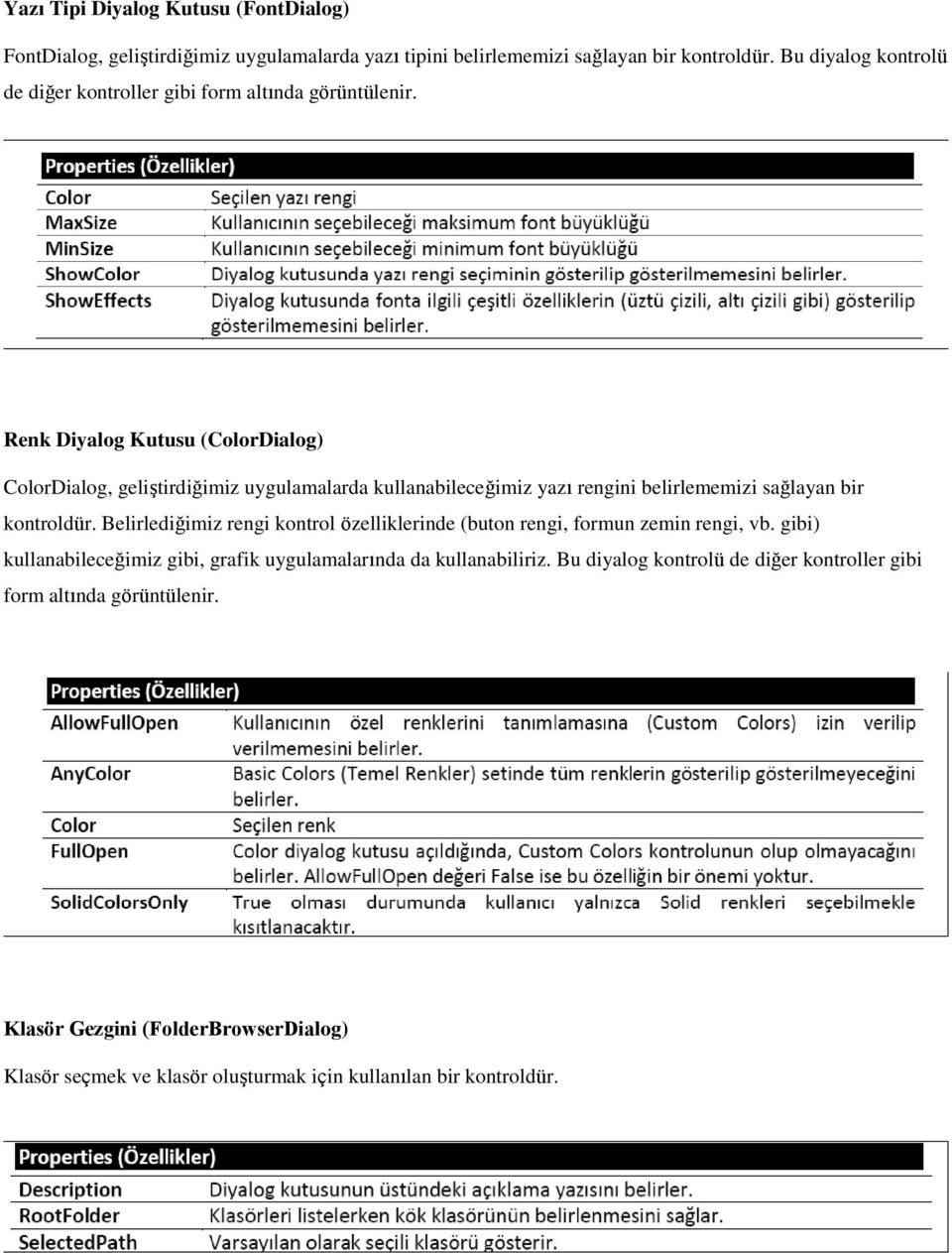 Renk Diyalog Kutusu (ColorDialog) ColorDialog, geliştirdiğimiz uygulamalarda kullanabileceğimiz yazı rengini belirlememizi sağlayan bir kontroldür.