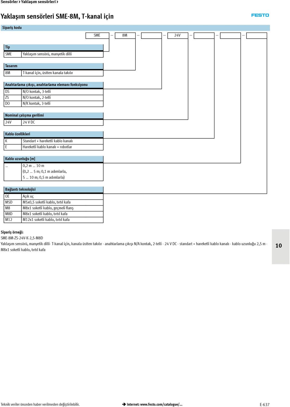 0,2 m m (0,2 5 m;0,1 madımlarla, 5 m; 0,5 m adımlarla) Bağlantı teknolojisi OE M5D M8 M8D M12 Açıkuç M5x0,5 soketli kablo, tırtıl kafa M8x1 soketli kablo, geçmeli flanș M8x1 soketli kablo, tırtıl