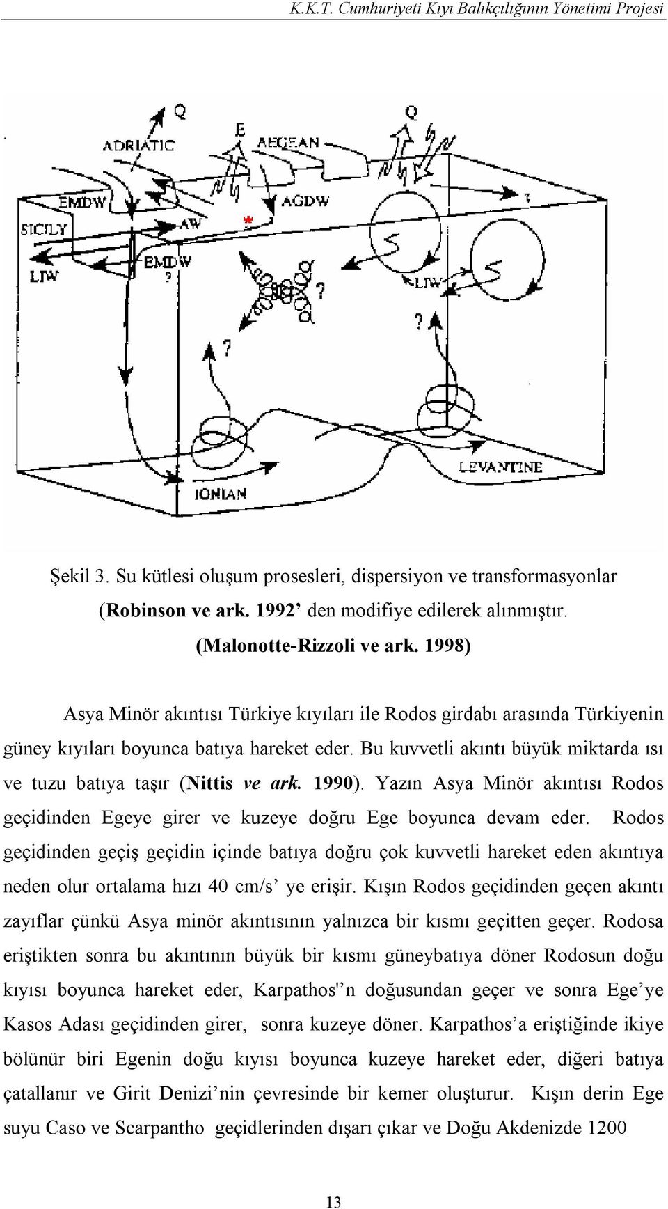 1990). Yazın Asya Minör akıntısı Rodos geçidinden Egeye girer ve kuzeye doğru Ege boyunca devam eder.