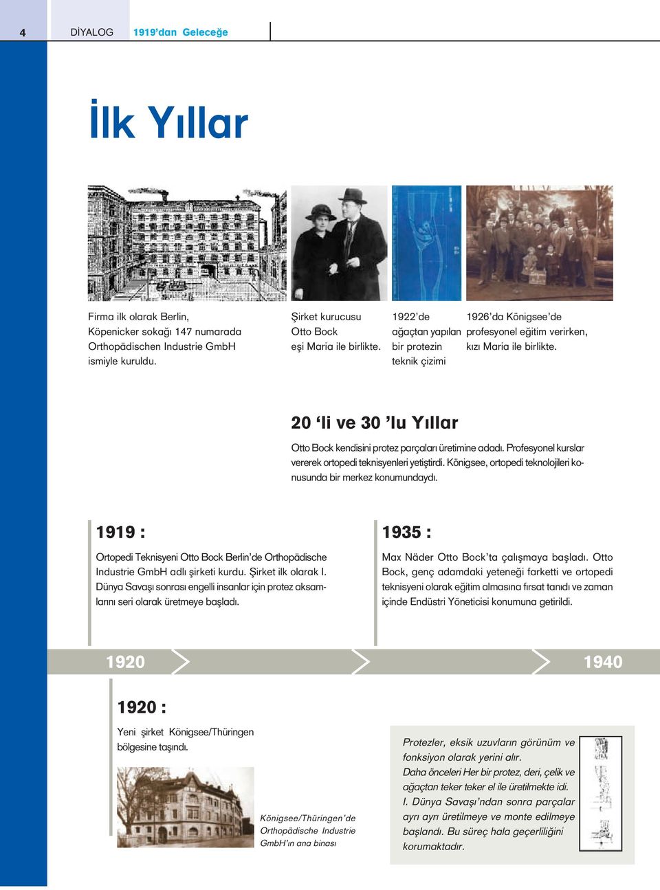 1922 de ağaç tan ya pı lan bir pro te zin tek nik çi zi mi 1926 da Kö nig se e de pro fes yo nel eği tim ve rir ken, kı zı Ma ri a ile bir lik te.