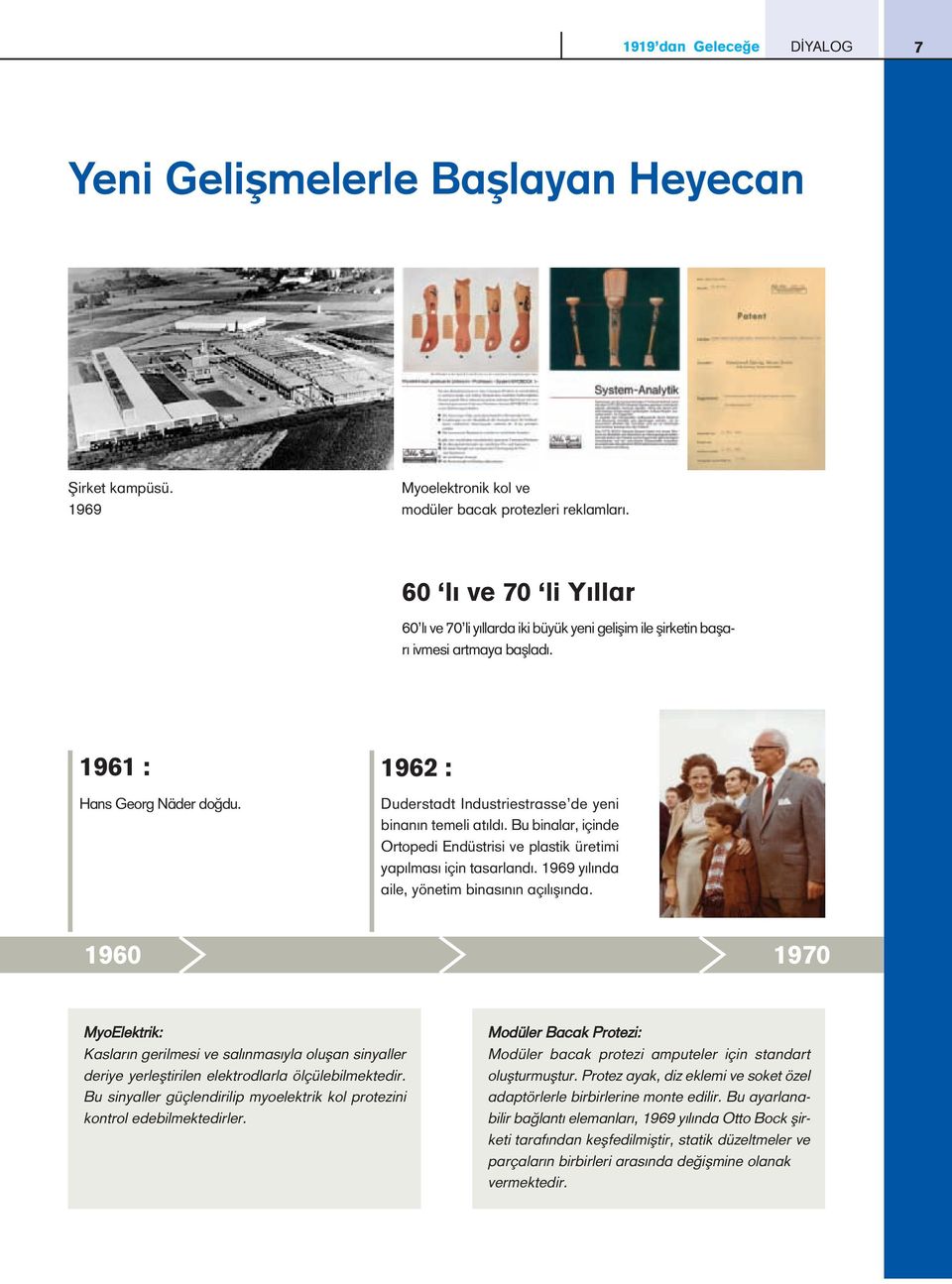 1962 : Du ders tadt In dus tri es tras se de ye ni bi na nın te me li atıl dı. Bu bi na lar, için de Or to pe di En düs tri si ve plas tik üre ti mi ya pıl ma sı için ta sar lan dı.