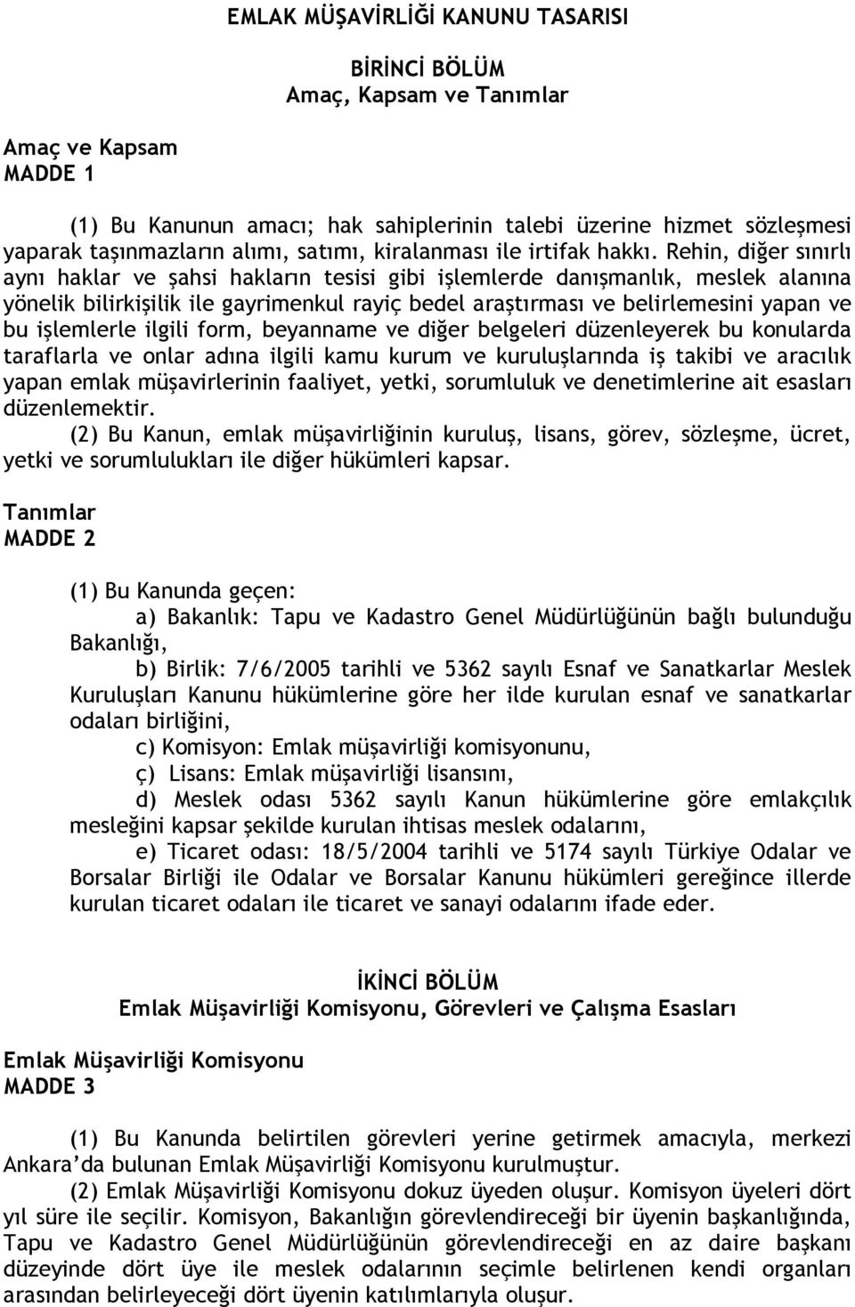 Rehin, diğer sınırlı aynı haklar ve şahsi hakların tesisi gibi işlemlerde danışmanlık, meslek alanına yönelik bilirkişilik ile gayrimenkul rayiç bedel araştırması ve belirlemesini yapan ve bu