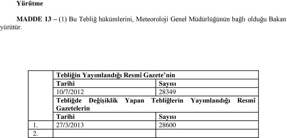 Tebliğin Yayımlandığı Resmî Gazete nin Tarihi Sayısı 10/7/2012 28349