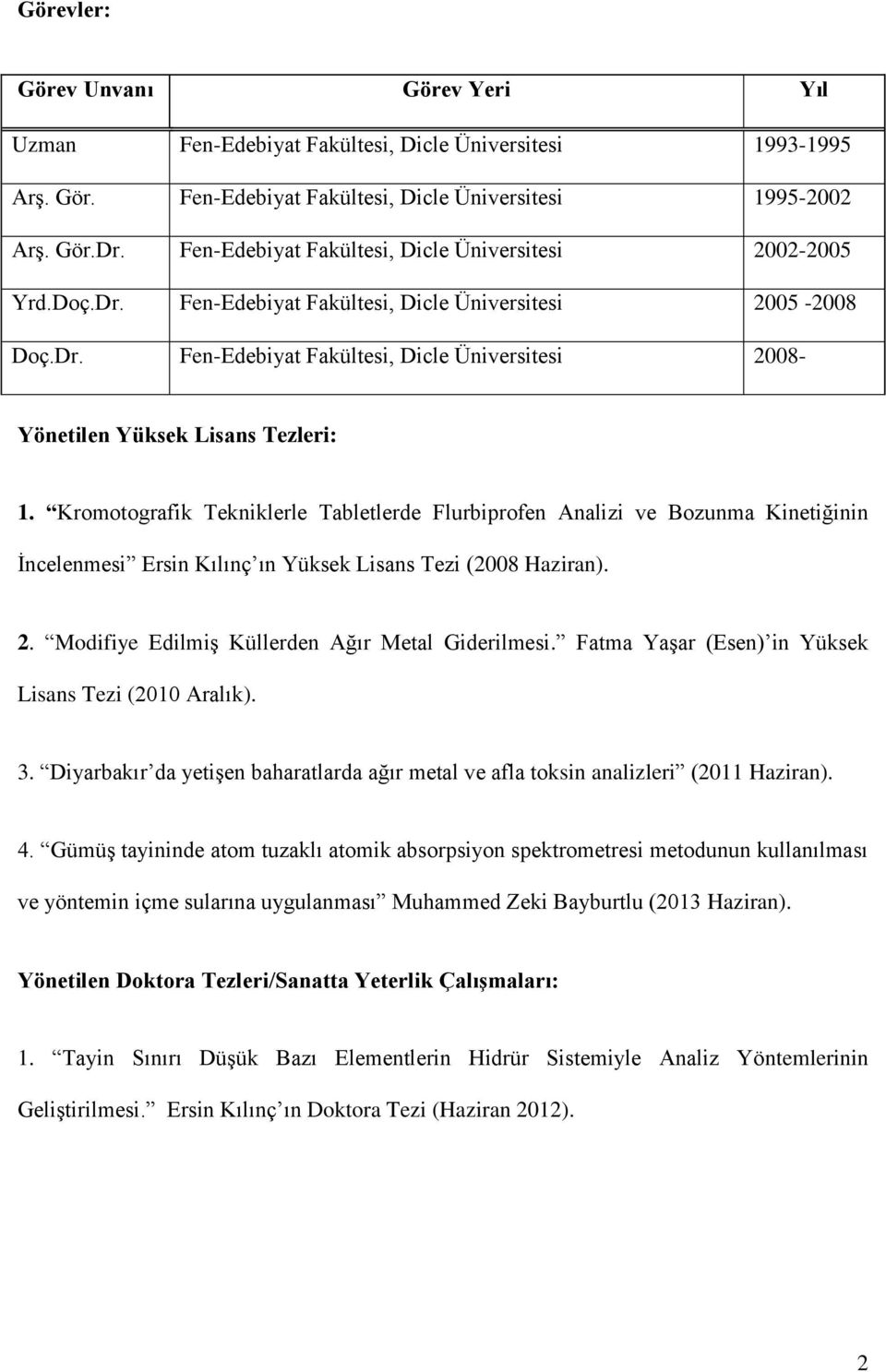 Kromotografik Tekniklerle Tabletlerde Flurbiprofen Analizi ve Bozunma Kinetiğinin İncelenmesi Ersin Kılınç ın Yüksek Lisans Tezi (2008 Haziran). 2. Modifiye Edilmiş Küllerden Ağır Metal Giderilmesi.