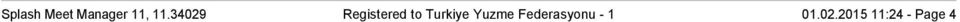 Duru Arslan 03 Trabzonspor Yüzme Kulübü 38.15 226 52. Dila Uslu 04 Konya Gençlik Spor 38.19 225 53. Yumeng Hu 05 Jinan LiYuan School Shandong 38.23 224 54. Melike Deniz Özden 03 İstanbul Enerji Yk 38.