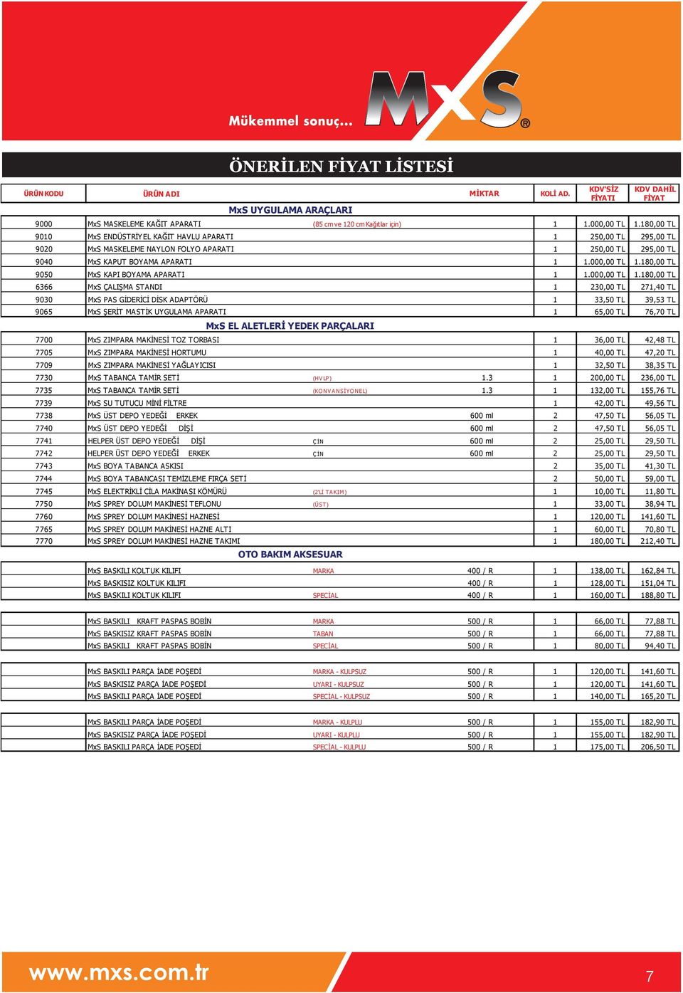 180,00 TL 9050 MxS KAPI BOYAMA APARATI 1 1.000,00 TL 1.
