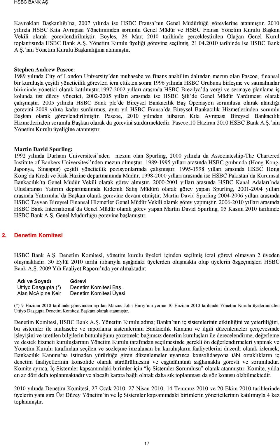 Boyles, 26 Mart tarihinde gerçekleştirilen Olağan Genel Kurul toplantısında HSBC Bank A.Ş. Yönetim Kurulu üyeliği görevine seçilmiş, 21.04. tarihinde ise HSBC Bank A.Ş. nin Yönetim Kurulu Başkanlığına atanmıştır.