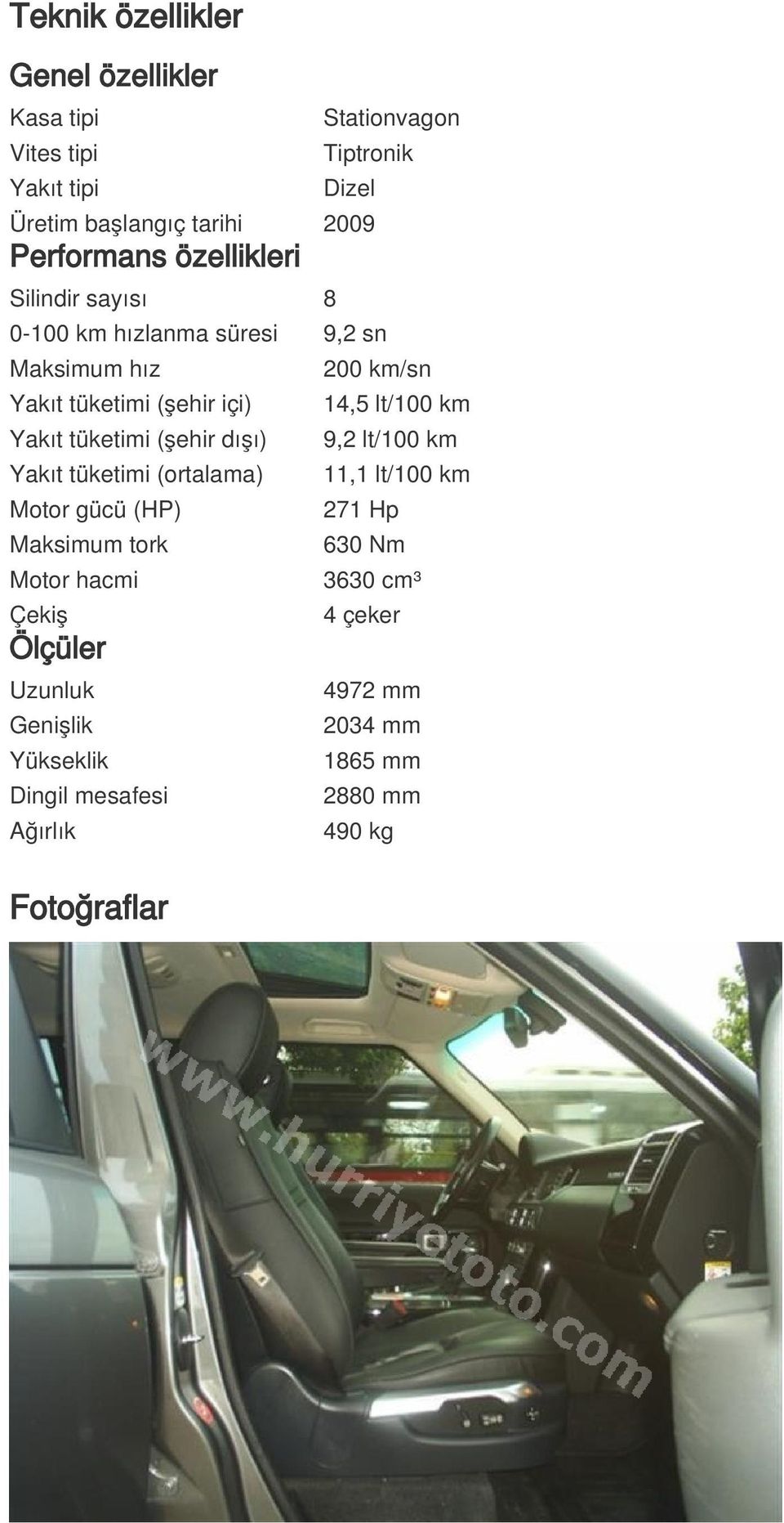 (şehir dışı) Yakıt tüketimi (ortalama) Motor gücü (HP) Maksimum tork Motor hacmi Çekiş Ölçüler Uzunluk Genişlik Yükseklik Dingil