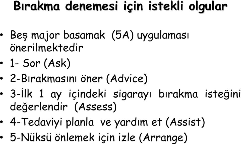 3-İlk 1 ay içindeki sigarayı bırakma isteğini değerlendir (Assess)