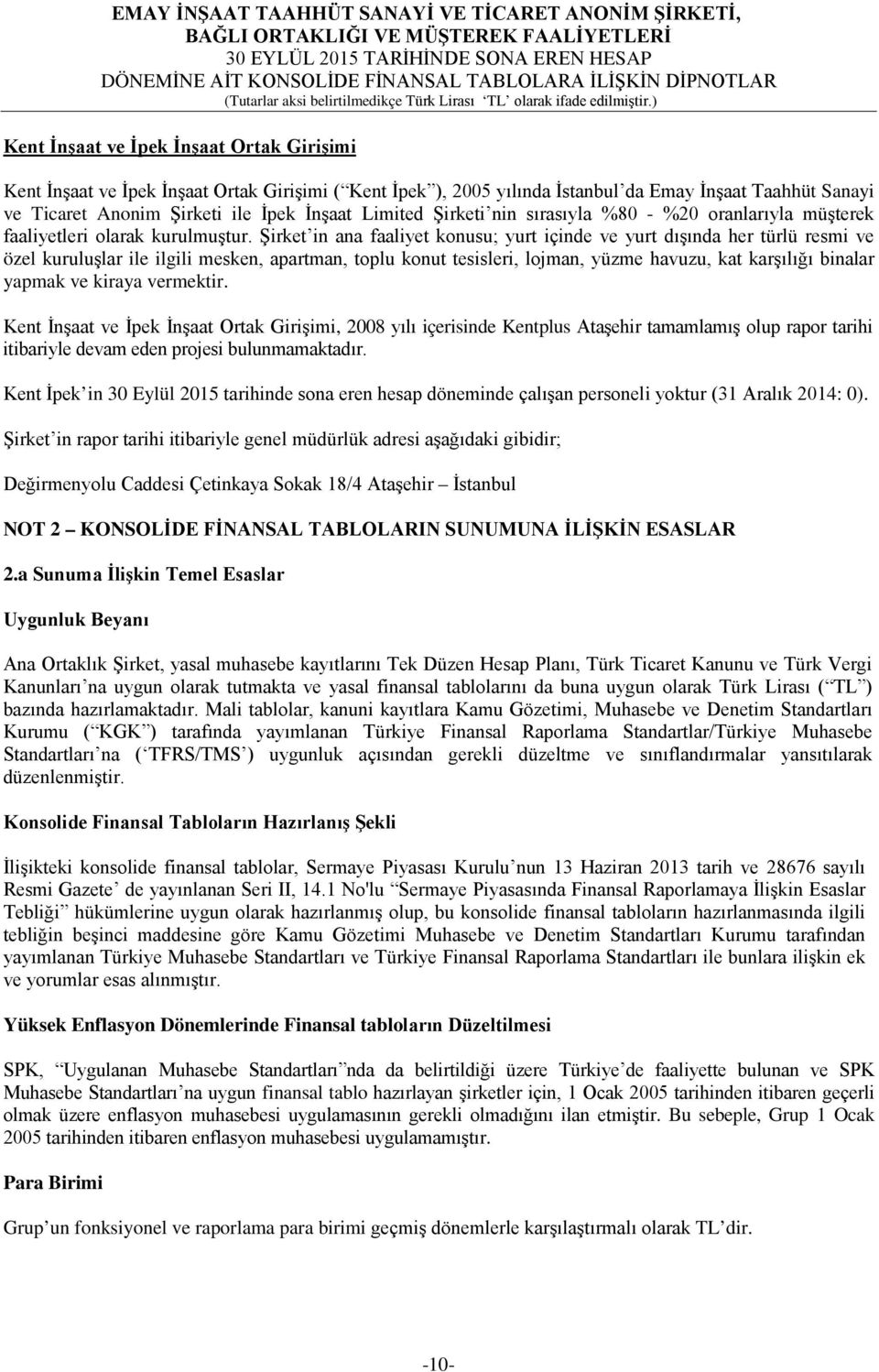 Şirket in ana faaliyet konusu; yurt içinde ve yurt dışında her türlü resmi ve özel kuruluşlar ile ilgili mesken, apartman, toplu konut tesisleri, lojman, yüzme havuzu, kat karşılığı binalar yapmak ve