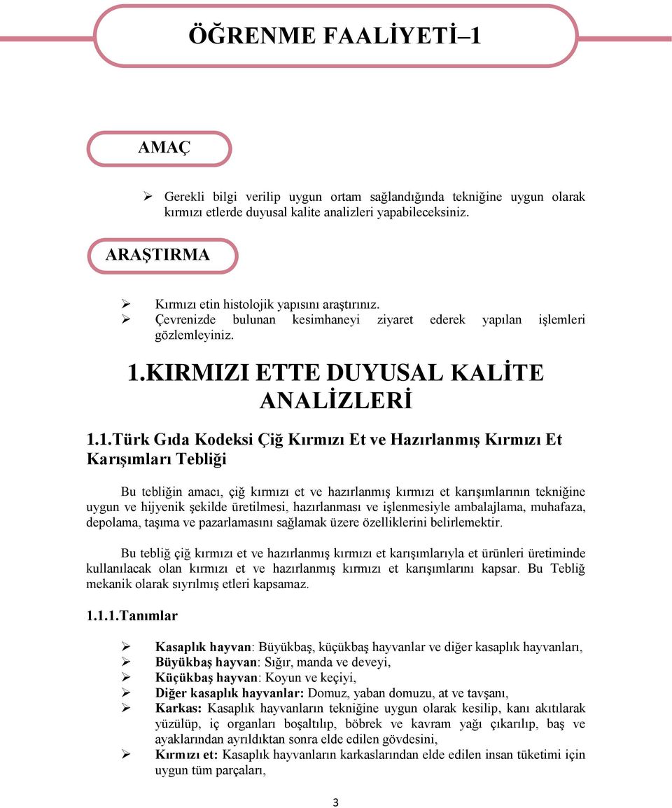KIRMIZI ETTE DUYUSAL KALİTE ANALİZLERİ 1.